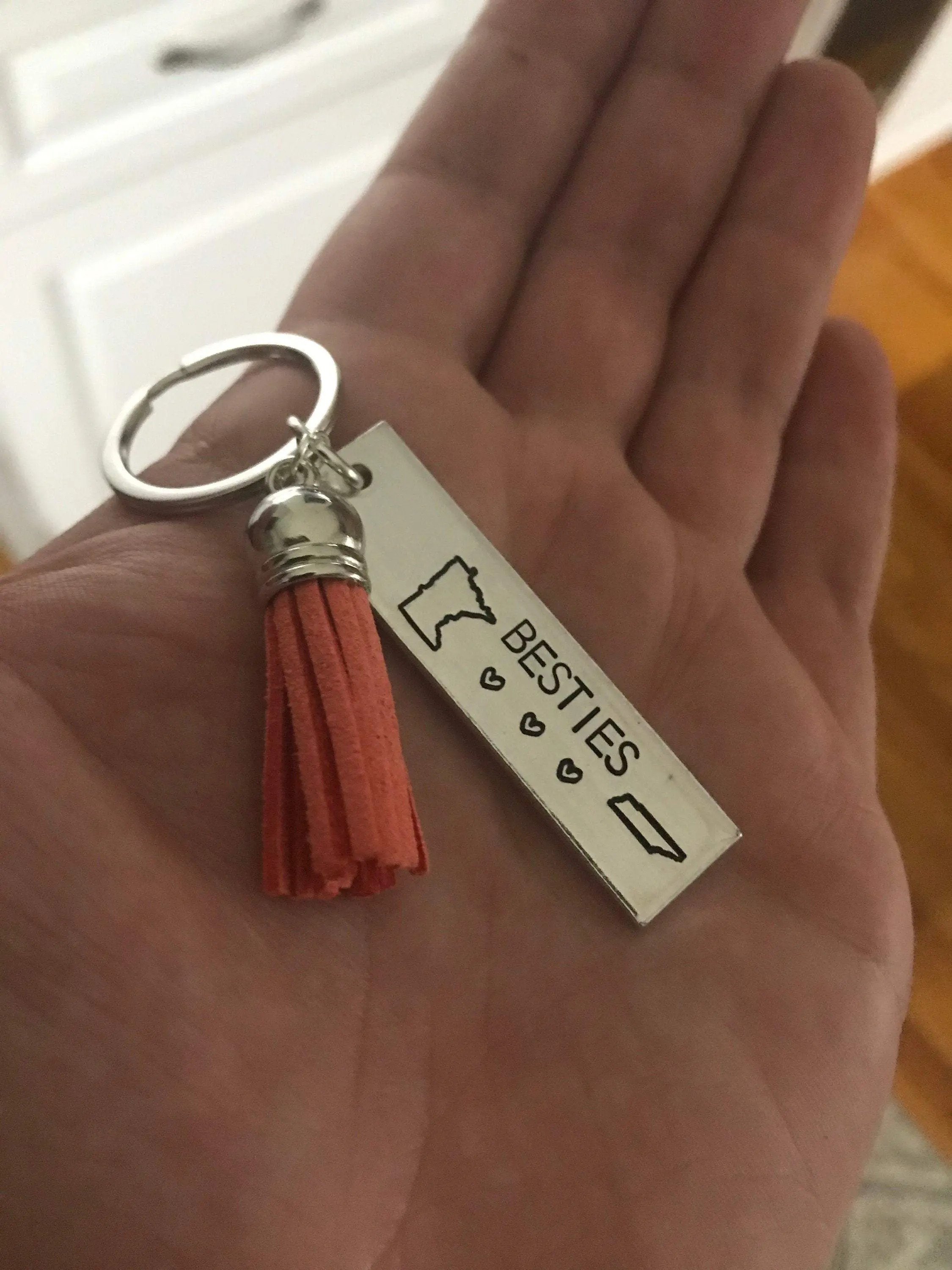 Besties Long Distance Relationship State or Country Keychain