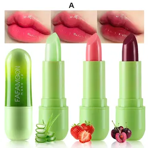 3-Pack Aloe Vera Heat-Activated Color Changing Jelly Lipstick Lip Care Long-Lasting, Hydrating, Non-Sticky Moisturizing Fruit-Flavored Lipstick