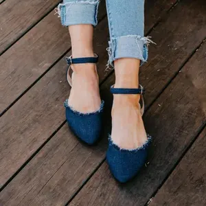 Denim Ankle strap flat-Denim Dash