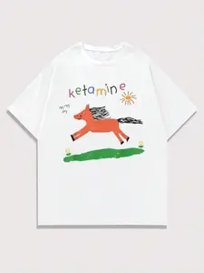 Ketamine Pony Nurse Meme T-Shirt Graphic Cotton Menswear Streetwear Hoodie Oversized