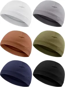 6 Pieces Men Skull Caps Cotton Beanies Sleep Hats Multifunctional Helmet Liner Cap for Men and Women