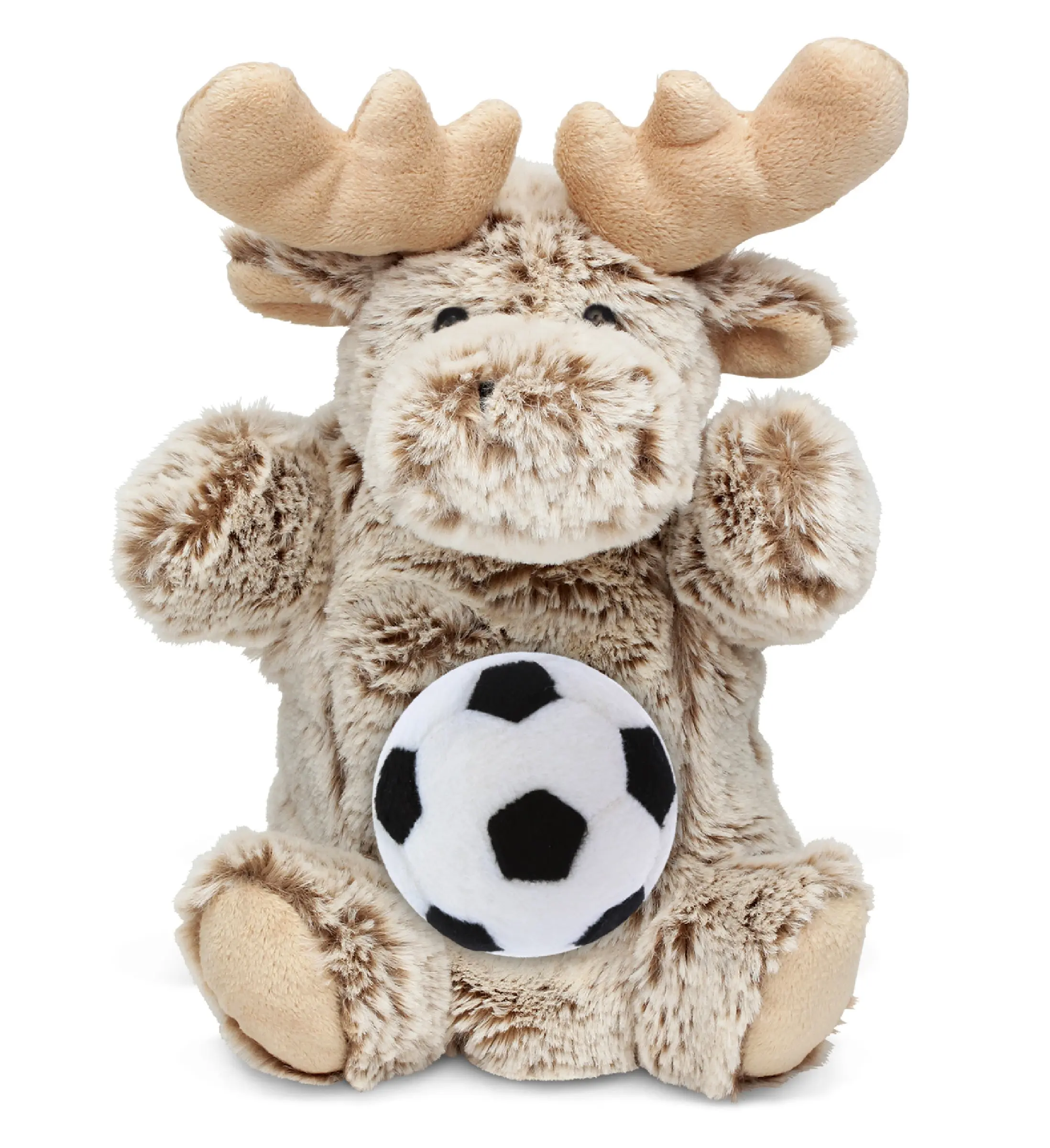 SUPER SOFT PLUSH HAND PUPPET - MOOSE WITH SOCCER PLUSH
