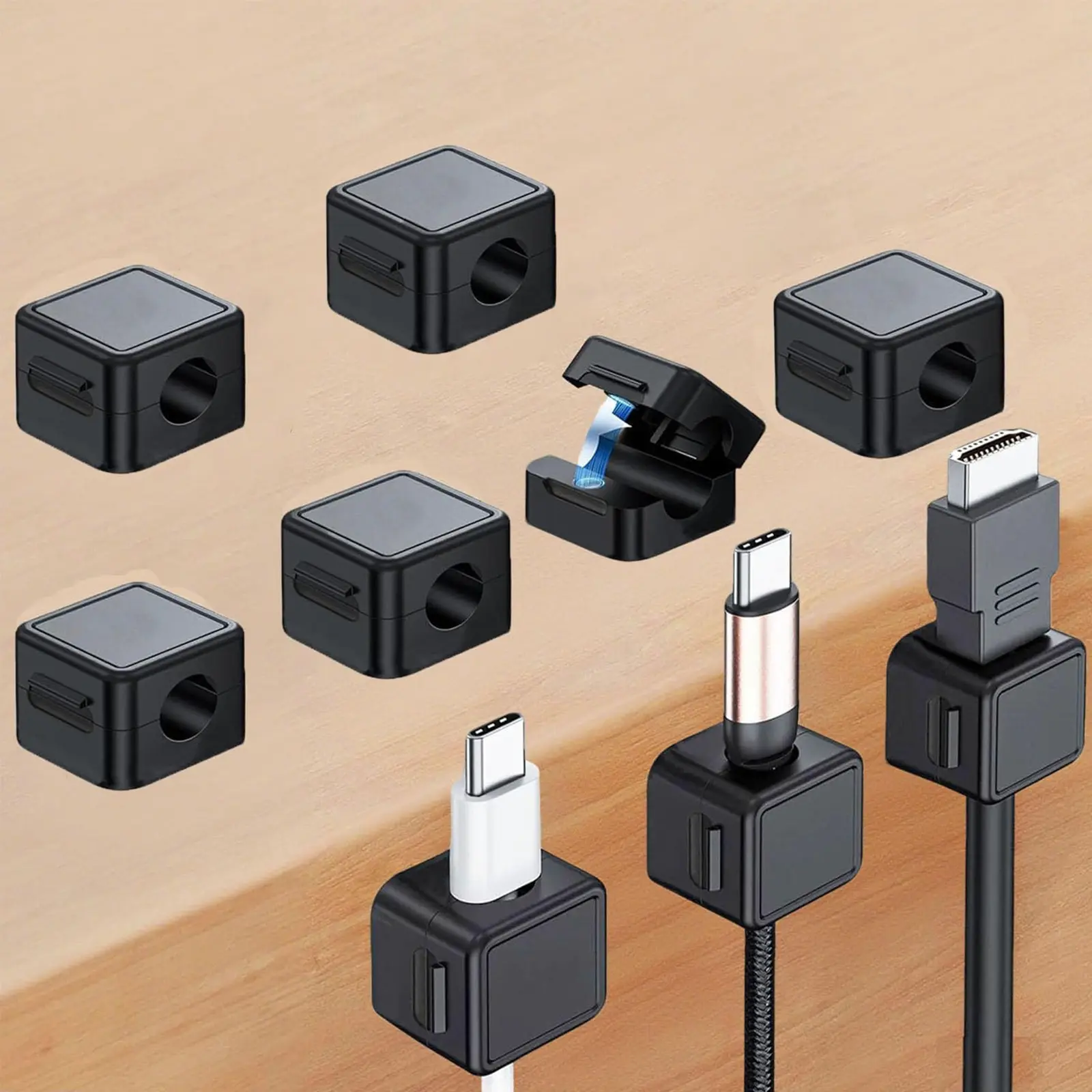 9 Pack Cord Organizer, Adhesive Magnetic Cable Clips Organizer with 6 Extra Sticky Pads, Management Cord Holder for Nightstand Home Office Desk Phone Car Wall Desktop, Desk Accessories.