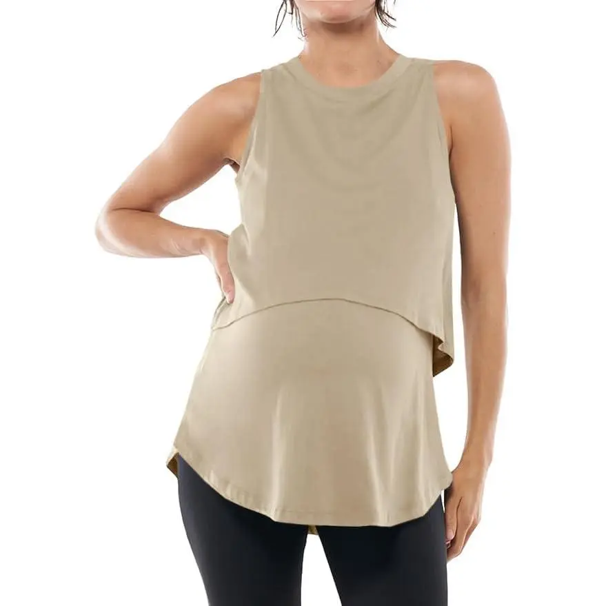 Nursing Tank Top for Women, Casual Sleeveless Double-Layer Style for Summer Pregnancy and Breastfeeding, Maternity, Outdoor Recreation