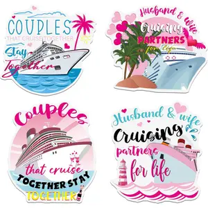 Couple Cruise Door Decorations Magnetic - 4 Pcs Large Cruise Ship Palm Tree Lighthouse Love Heart Husband and Wife Cruise Door Magnets, Anniversary Cruise Door Decor for Ship Cabin Door Fridge