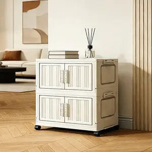 Foldable Storage Cabinet with Wheels, 2-6 Layers, Mobile Organizer for Entryway, Bedroom, Balcony, Space-Saving Solution