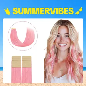 GOOGOO Hair 10pcs Tape in Human Hair Extensions 25g to 30g Natural Straight#Summervibes