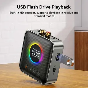 M10 RGB Bluetooth-compatible 5.4 Audio Adapter, Dual-Mode Transmitter Receiver with LED Display, Supports USB Rca 3.5mm Aux Fm Stereo, TV Home Sound System