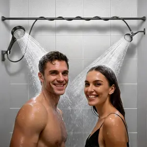 Dual Handheld Shower Head for Couples High Pressure Double Shower Heads for Two Adjustable 3 Flow Settings Showerhead System Fits 2 Person Bathroom Black