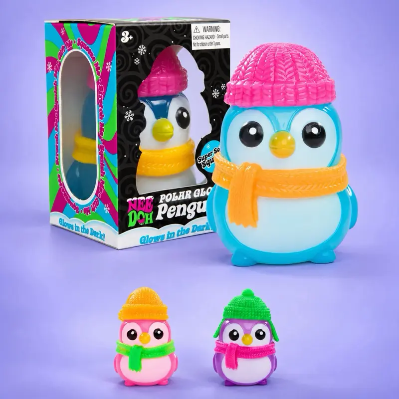 NeeDoh Penguin Squishy Toy ️ Choose Your Color! | Cute Winter Penguin with Hat & Scarf | Sensory Fidget Stress Relief Toy