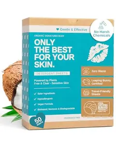 Laundry Detergent Sheets - Unscented, Hypoallergenic, Plant-Based Travel Laundry Sheets with Coconut & Soapberry Extract, Colors & Whites, 50 Sheets