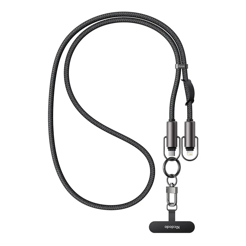 MCDODO 2-in-1 Durable Charging Crossbody Lanyard - Lightning-Compatible for Smartphones, USB Cables, On-the-Go Use, Essential Phone Charger Accessory