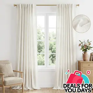 Inovaday 2pcs Linen Curtains for Living Room Bedroom, Unlined Curtains Drapes Back Tab Semi Sheer Privacy Curtains, Light Filtering Farmhouse Outdoorfun