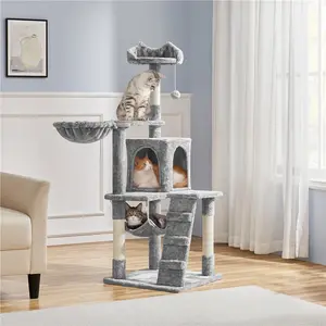 【Valentine Gift】Yaheetech Cat Tree for Home, 54/34 Inch Multi-Level Cat Tower with Condo, Hammock, Tunnel & Scratching Post