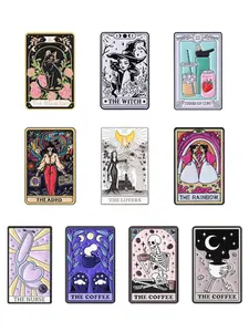 Modern Tarot Card Badge Set, Durable Metal Pins, Vintage Style with Subculture Themes, Unique Lapel Pins for Tarot Enthusiasts, Creative Backpack Decoration Gift, Fashion Accessory