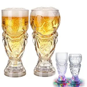 2026 World Cup Trophy Beer Mug LED Light Liquid Activated Light Up Cup Automatic Glowing Flash Color Changing Drinkware Perfect Novelty Gift for Soccer Fans, Football Parties, Bars, Clubs and Festivals Creative Night Light Prop Flash Crystal Cups