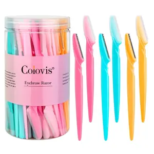 Colovis 5pcs/30pcs Eyebrow Razor and Face Razor, Eyebrow Facial Trimmer for Women and Men, Stainless Steel Eyebrow Hair Trimmer and Shaver with Protective Cover,Safe and Newbie Friendly