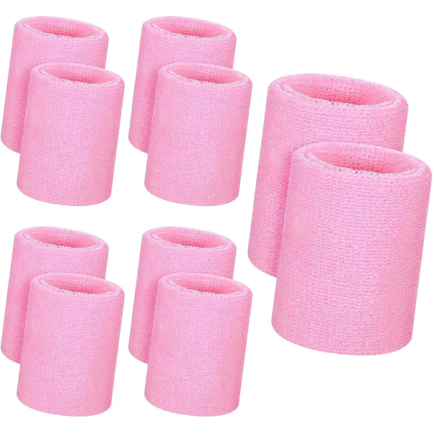 10 Piece Pink Wrist Sweatbands Tennis 3.3In Wristbands Gymnastics Wristbands for Women Elastic Wrist Sweatbands Breathable Cotton Sweatbands for Working Out Football Basketball Running Athletic Sports