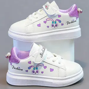 Cute Comfortable Girls Flat Casual Sports Shoes, Fashionable Easy Slip-On Design for School Play Park Travel