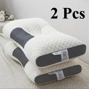 2 Soft Neck Massaging Couple Pillows, Adjustable Ergonomic Support Design, High-Quality Pillow Core, Removable Pillowcase for Comfort Sleep