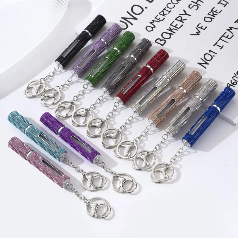 5pcs/set  Diamond set creative girls' perfume separate bottle, key chain, portable perfume separate bottle