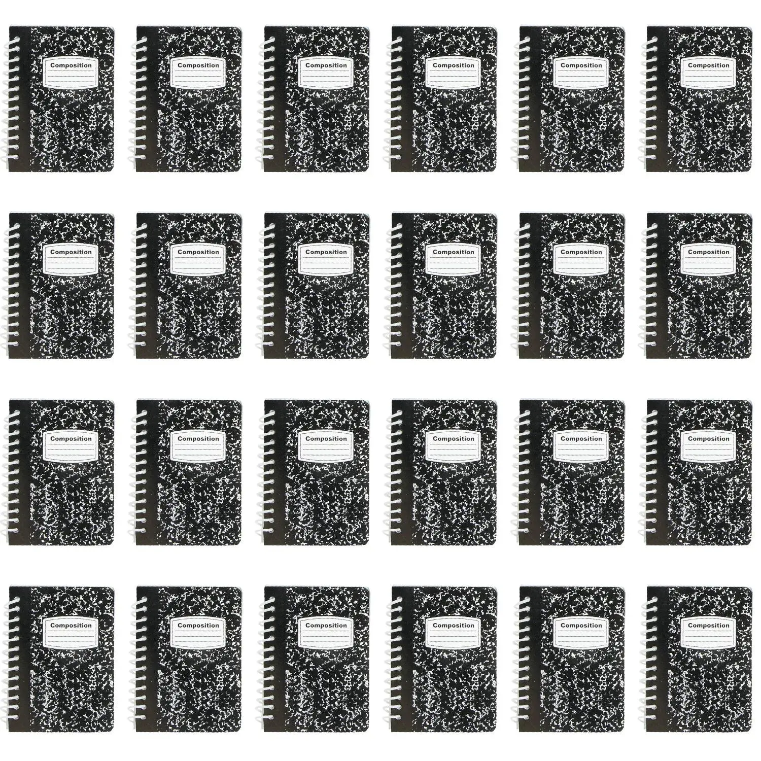 2 1/2" x 3 1/2" Mini Composition Book Paper Spiral Notebooks - 24 Pc.