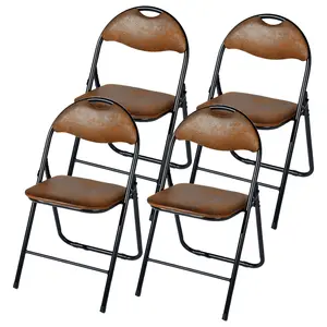 Homy Casa 4PK Upholstered Folding Chairs, Modern Ergonomic Armless Leisure Chairs, Set of 4