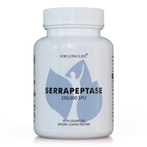 For Long Life Serrapeptase 250 Healthcare Capsule Supplement - 250,000 SPU Proteolytic Enzyme for Circulatory Support - 60 Enteric Coated Capsules
