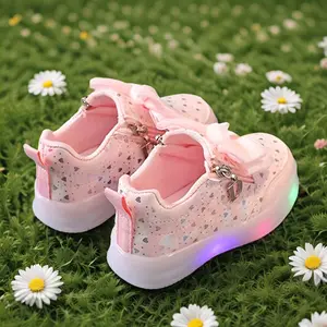 Girls Princess Style Soft Sole Casual Sneakers Bow Decoration Autumn Comfortable Soft Sole Casual Versatile Little Girl Fashion Sneakers Sweet Princess Style Shoes