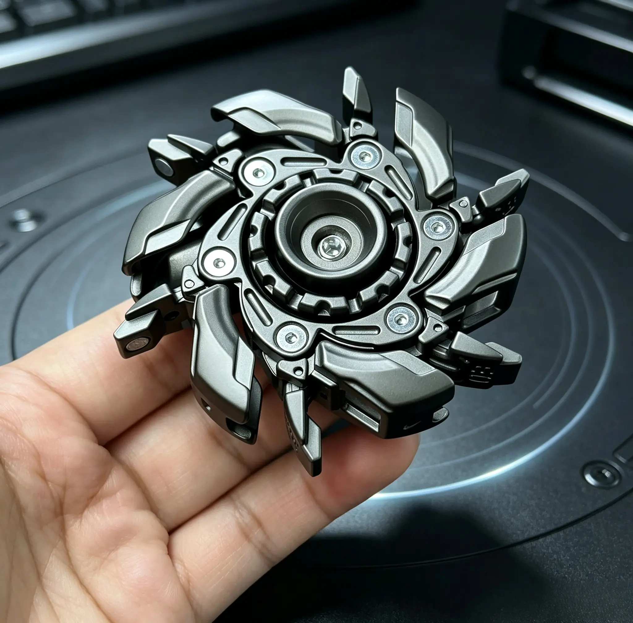 Magnetic Metal Open Armor Fidget Slider Spinning Top, Portable EDC Stress Relief Fidget Toy for Adults