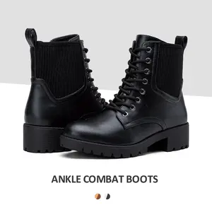 Vepose Women's Classic Lace-up Ankle Combat Boots with Inside Zipper - Ideal for Walking Casual Comfortable