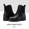 VEPOSE Women's Classic Military Style Combat Ankle Boots - Synthetic, Lace-Up, Side Zipper, Flat Heel (1cm or Less), Round Toe, Latex Pad, Basic, Rubber Sole, Chic, Preppy, Minimalist Footwear for Casual Walking, All Seasons Shoes for Women
