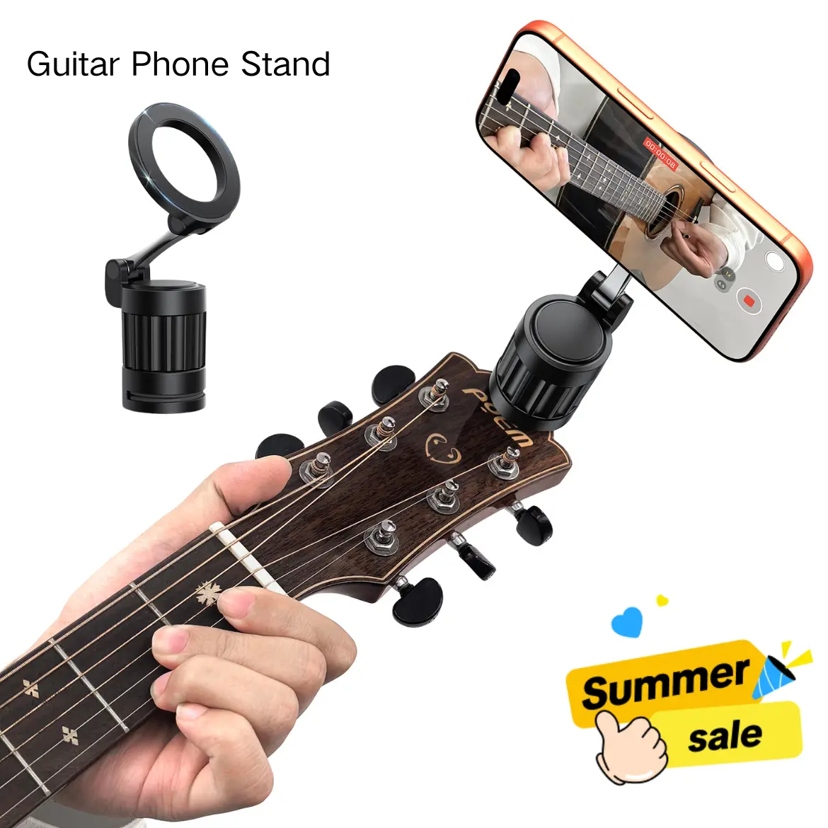 OMOTON Guitar Phone Stand, 360°Rotating Magnetic Airplane Phone Holder，for Magsafe Airplane Travel Essentials Accessories, Adjustable Foldable Universal Handsfree Phone Stand for iPhone 17 16 15 Pro Max Air. #DealsForYouDays