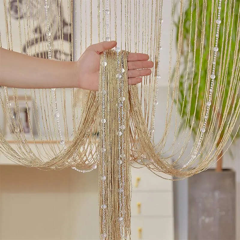 Faux Pearl Decor Tassel Door Curtain, 1 Count Shiny Beaded Window Curtain, Decorative Curtain for Living Room Bedroom Home Decor, Curtain for Doorway, Beaded Curtains, Window Decorations Supplies