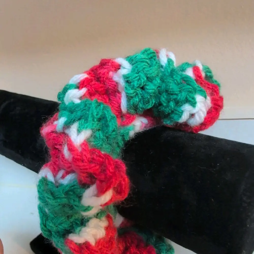Christmas Themed Handmade Crochet Scrunchy