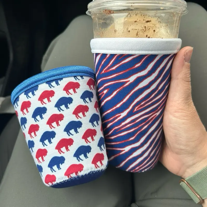 Iced Coffee Buffalo Drink Sleeve, Washable Reusable Portable Drinkware Accessory for Keeping Cup and Bottle Beverages Cold (neoprene)