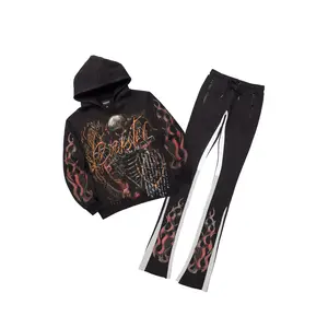 Scipt Black/Multi Hoodie/Super Stacked Track Set