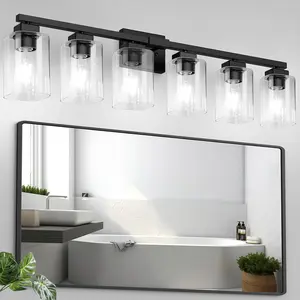 6-Light Bathroom Light Fixtures, Modern Black Vanity Light, Bathroom Lighting Fixtures Over Mirror, Matte Black Bathroom Wall Lamp, Wall Lights for Living Room Bedroom Hallway