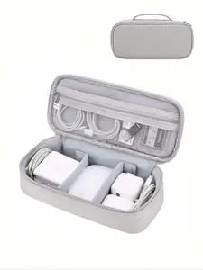 Portable Electronic Travel Storage Bag, Durable Pouch, Cable Organizer, Charger Holder, Business, School, Office Supplies, Random Zipper, Travel Accessories