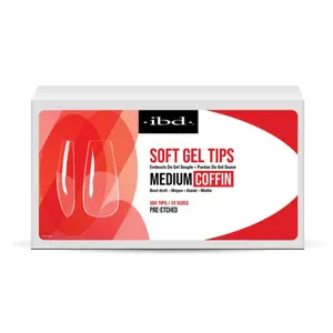 IBD Soft Gel Nail Tips - Medium Coffin, Lightweight, Pre-Etched, 504 Tips, Fast Application, Nail Art Decoration Accessory for Beauty & Personal Care