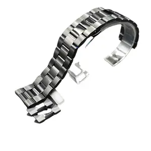Submariner three-bead stainless steel watch strap with butterfly clasp, unisex solid steel band