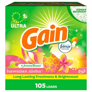 Gain Powder Laundry Detergent, Hawaiian Aloha Scent, 135 oz, 105 Loads