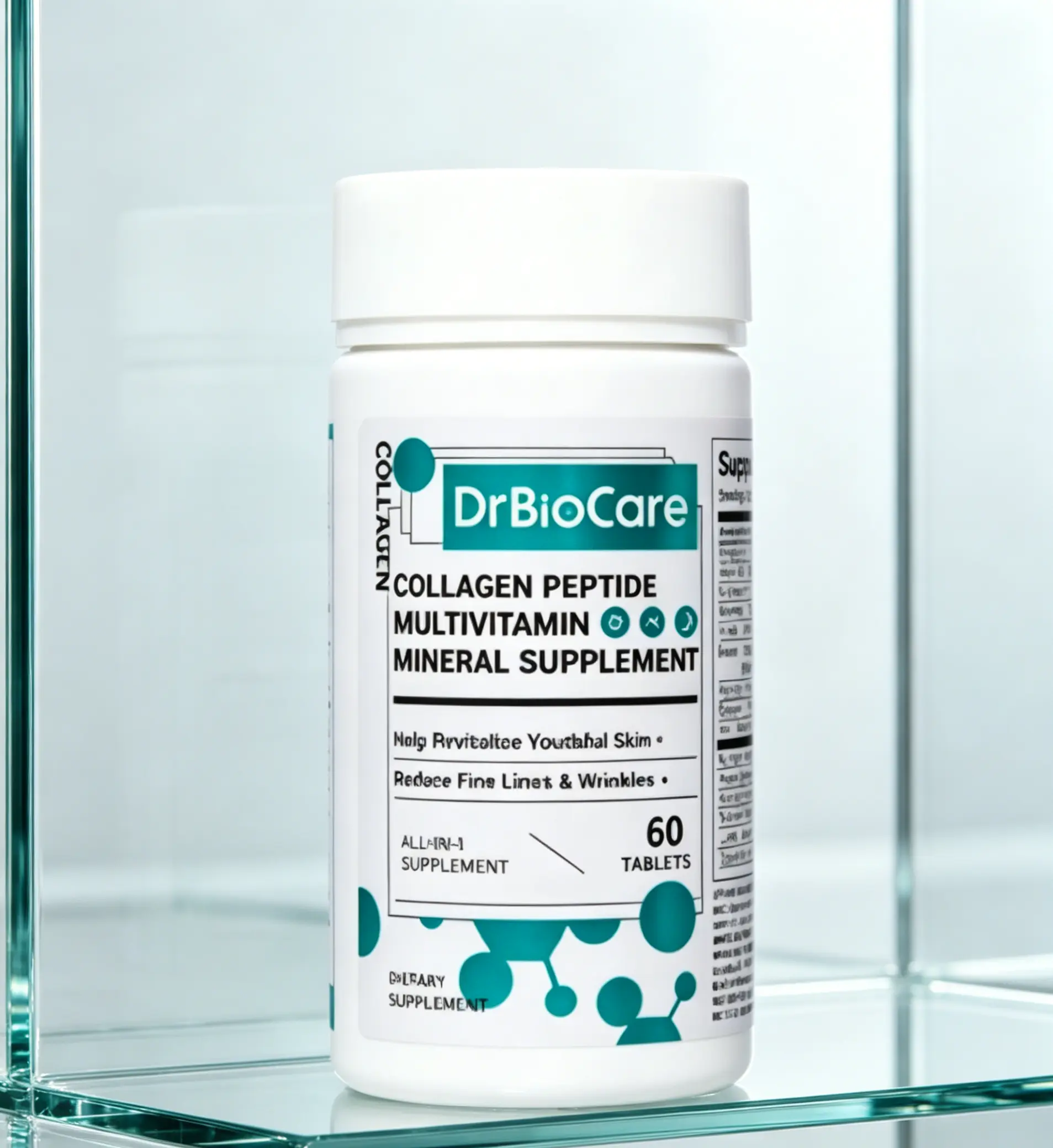 DrBioCare Premium Edible Dietary Collagen Supplement with Probiotics, Vitamin D3, C, B - Health Support for Hair Skin Nails, Immune Care