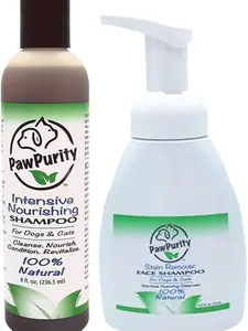 PawPurity Intensive Nourishing Shampoo and Tearless Stain Remover Face Wash Shampoo for Dogs, Cats - All Ages, Breeds - 100% Natural Non Toxi