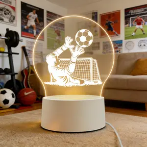 Goalkeeper Football Night Light USB Powered with Switch, Acrylic LED Lamp, Dynamic Player Decor, Bedroom Decoration, Sports Fan Warm Light Table Lamp