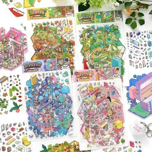 Infeel.Me Aesthetic Puzzle Sticker Book – My Little House Vol.21 Modern Scene Stickers for Scrapbook, Journal, Planner & DIY Crafts Cyberpunk Dreamcore Diy Decal Film