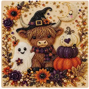 Halloween Ghost Pearl Art DIY Kit, Spooky Cute 3D Diamond Painting Crafts for Adults, DIY Fall Home Decor Wall Art, Beginner DIY Seasonal Party Gift