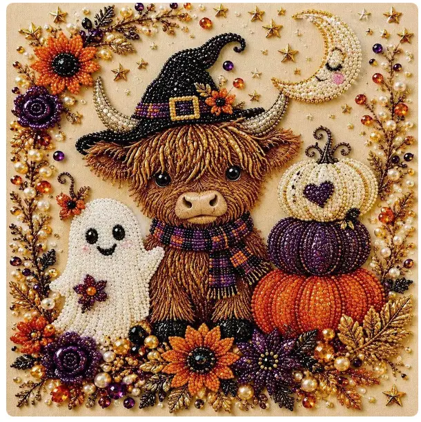 Halloween Ghost Pearl Art DIY Kit, Spooky Cute 3D Diamond Painting Crafts for Adults, DIY Fall Home Decor Wall Art, Beginner DIY Seasonal Party Gift