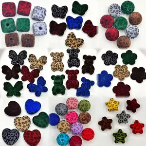 Ltty--P41--Mix Styles Leopard Print Flocked Beads 2pcs per bag