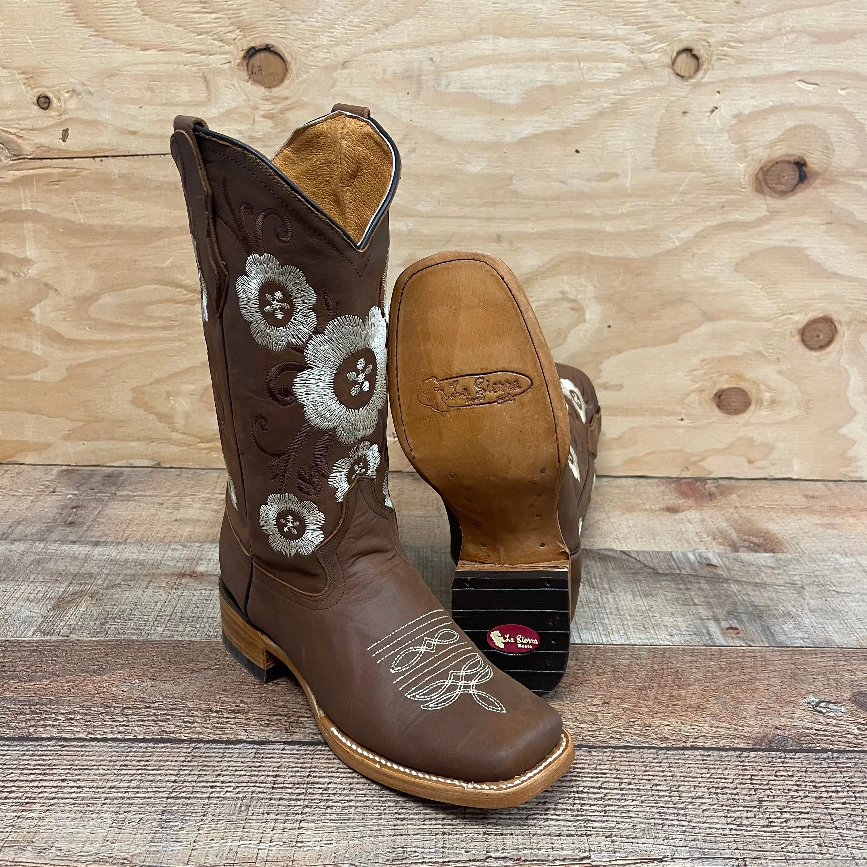 Women's Western Rodeo Cowgirl Boots Genuine Brown Cow Leather Handmade in Mexico Est. 704